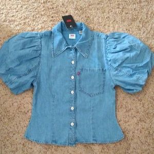 Levi's puffy sleeve denim shirt